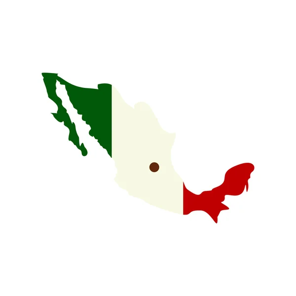 Kaart van Mexico met de afbeelding van de nationale vlag — Stockvector