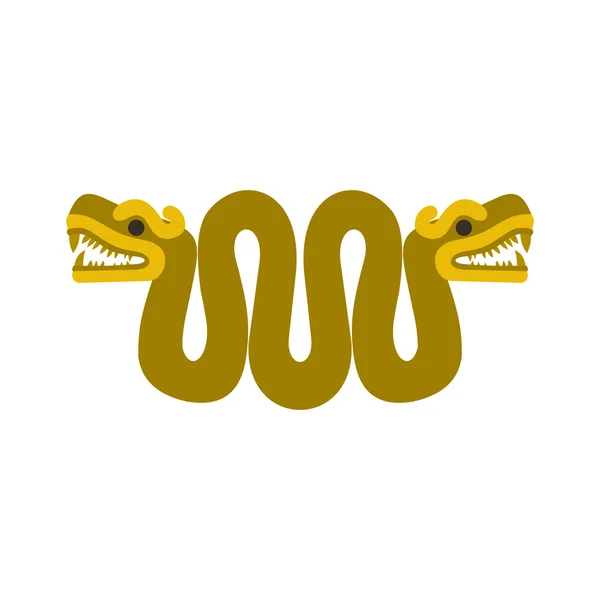 Serpiente azteca con icono de dos cabezas, estilo plano — Vector de stock