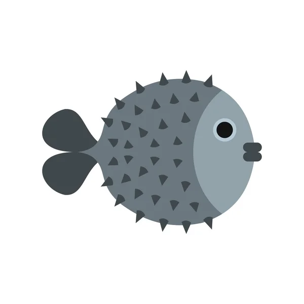 Fugu scherpe vis pictogram, vlakke stijl — Stockvector