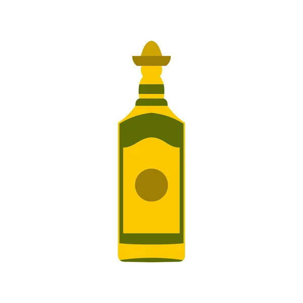 Tequila bottle icon, flat style — Stock Vector