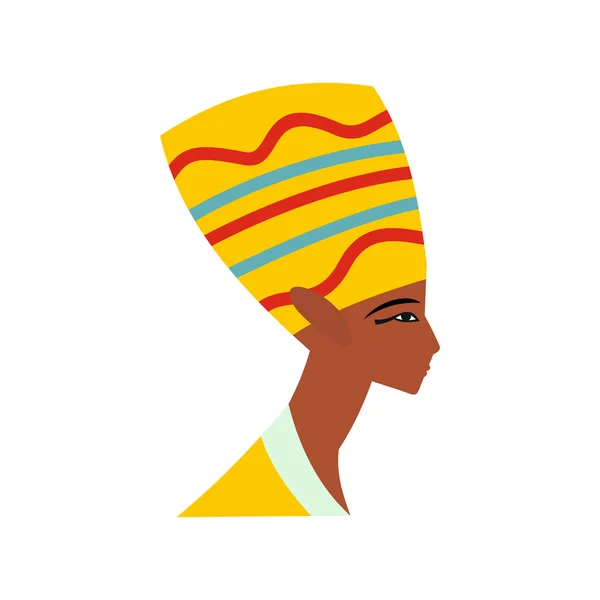 Kepala ikon Nefertiti, gaya datar - Stok Vektor