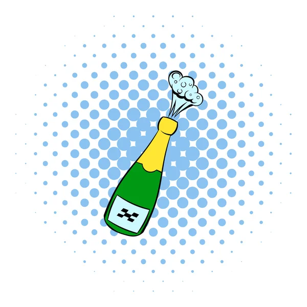Şampanya patlama simgesi, çizgi roman tarzı — Stok Vektör