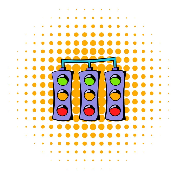 Traffic lights icon, comics style — Stock Vector