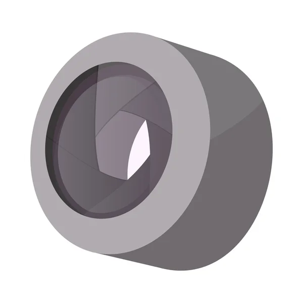 Icona dell'obiettivo della fotocamera, stile cartone animato — Vettoriale Stock
