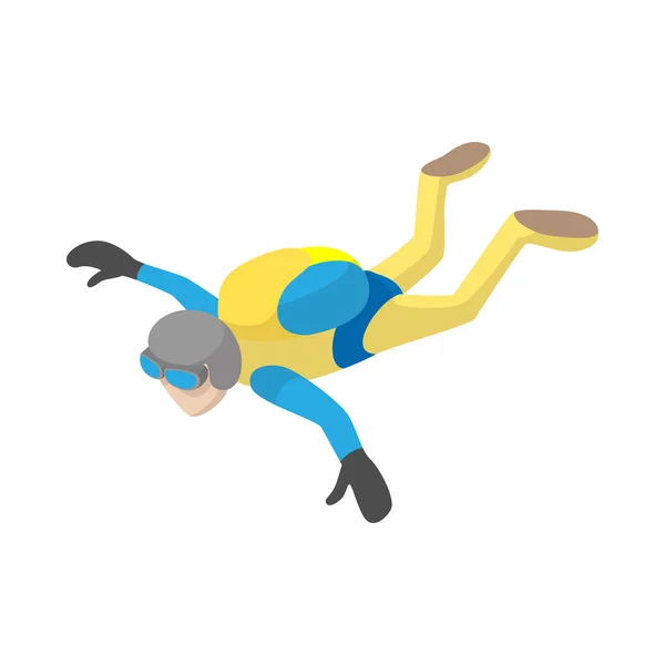 Skydiver in vrije val pictogram, cartoon stijl — Stockvector