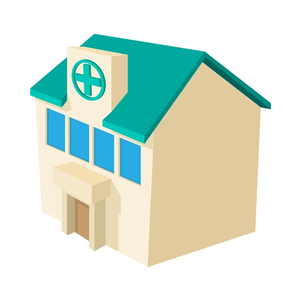 Krankenhaus Gebäude Ikone, Cartoon-Stil — Stockvektor