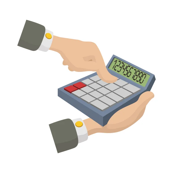 Hands with calculator icon, cartoon style — Stock Vector