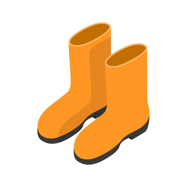 Ícone de botas de borracha amarela, estilo 3D isométrico — Vetor de Stock