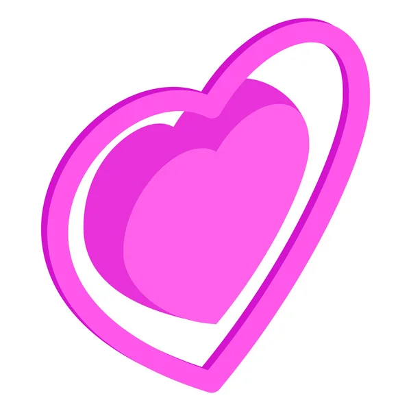 Różowy serce ikona, izometryczny styl 3d — Wektor stockowy