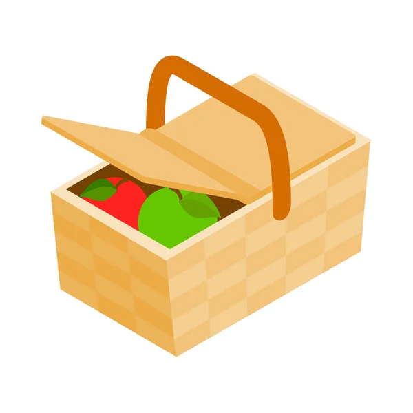 Icono de cesta de picnic, estilo isométrico 3d — Vector de stock