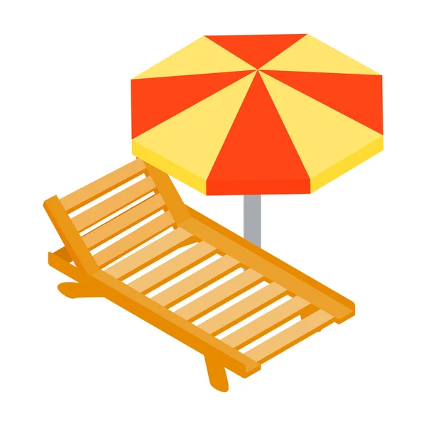 Chaise lounge de playa con icono de paraguas — Archivo Imágenes Vectoriales