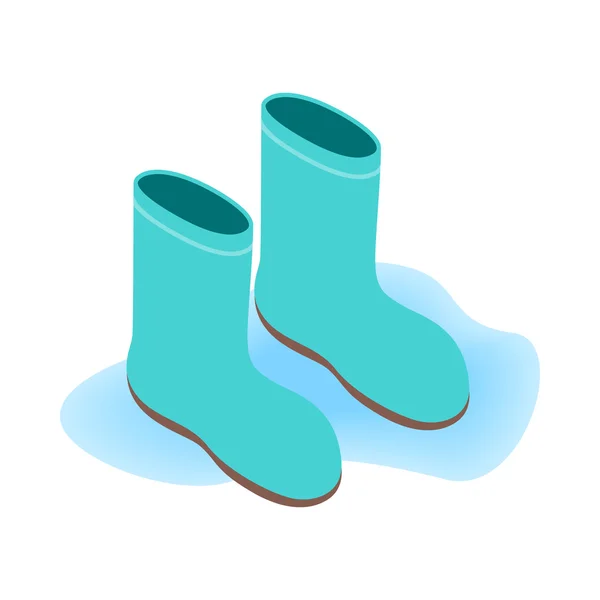 Blue rubber boots icon, isometric 3d style — Stock Vector