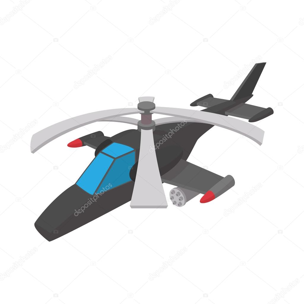 Military helicopter icon, cartoon style