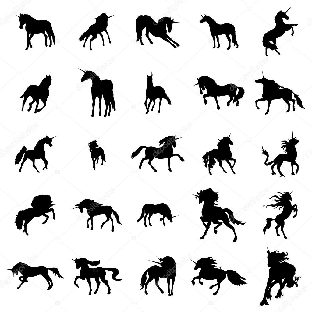 Unicorn silhouette set