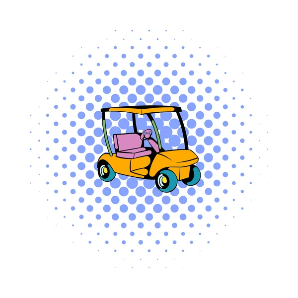 Golf car icon, comics style — Stock Vector