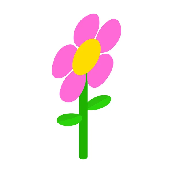 Pink flower icon, isometric 3d style — Stock Vector