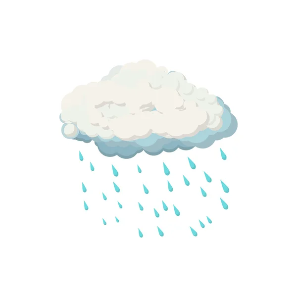 Wolke mit Regentropfen-Ikone, Cartoon-Stil — Stockvektor
