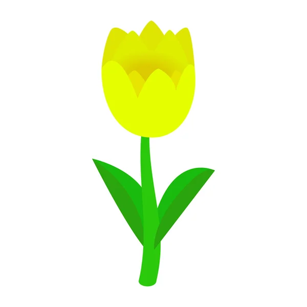 Icono de tulipán amarillo, estilo isométrico 3d — Vector de stock
