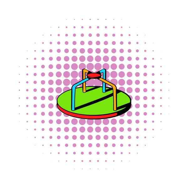 Färgglada merry-go-round ikon, serier stil — Stock vektor