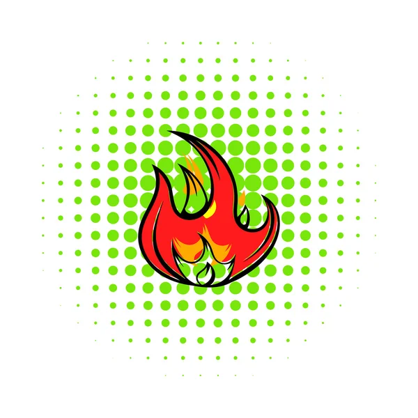 Ícone de fogo, estilo quadrinhos — Vetor de Stock