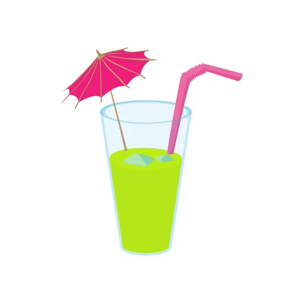 Grüner Cocktail mit Regenschirm-Symbol — Stockvektor