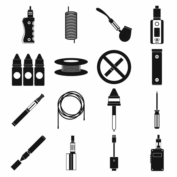 Electronic cigarettes icons set, simple style — Stock Vector