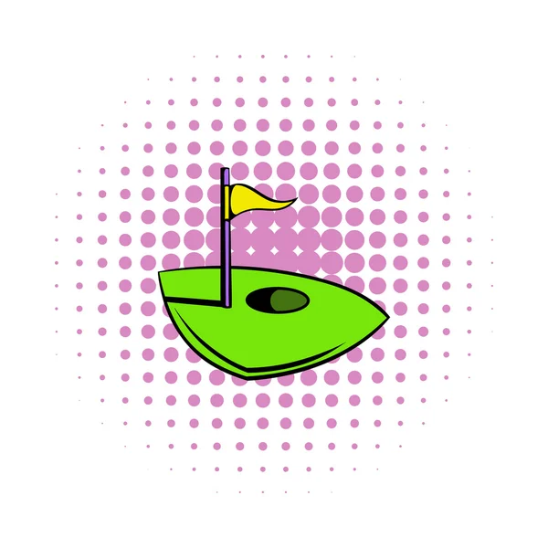 Egy golfpálya ikonra, képregény stílusú zászló — Stock Vector