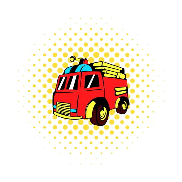 Fire truck icon, comics style — Stock Vector