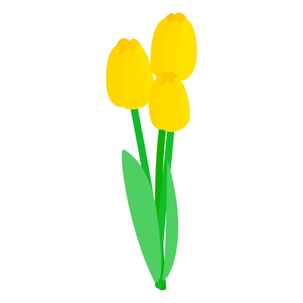 Ícone tulipas amarelas, estilo 3D isométrico — Vetor de Stock