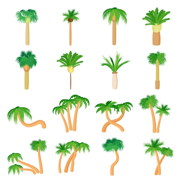 Conjunto de iconos de palma, estilo de dibujos animados — Vector de stock