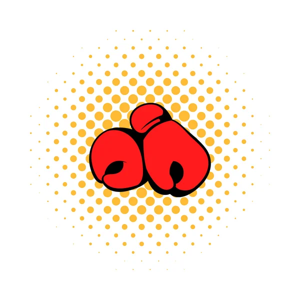 Red boxing gloves icon, comics style — Stock Vector