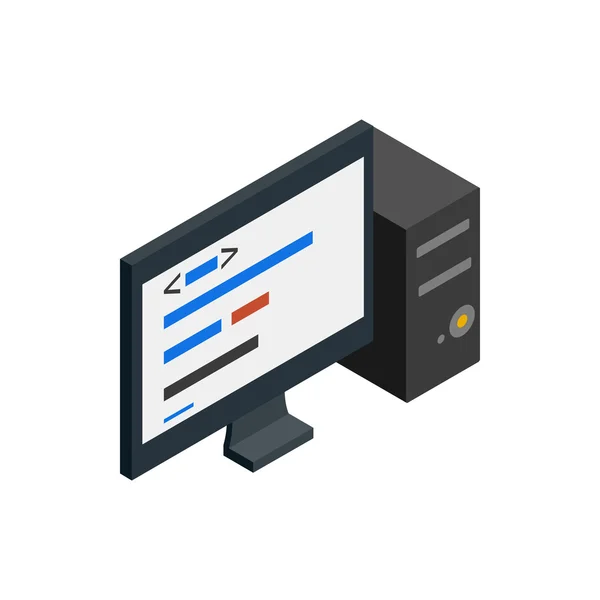 Pictogram van de computer, isometrische 3D-stijl — Stockvector