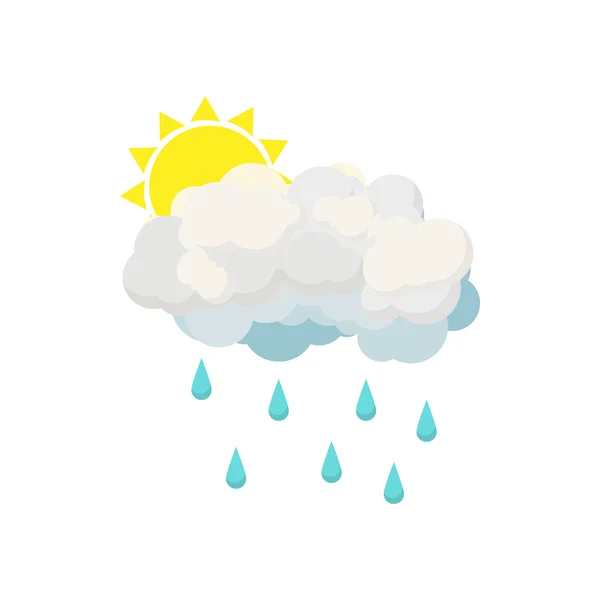 Rain cloud and sun icon, cartoon style — Stock Vector