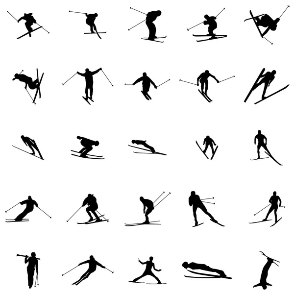 Ski silhouette set — Stock Vector