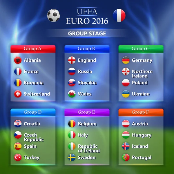 Concepto de fase de grupo Euro 2016 — Vector de stock