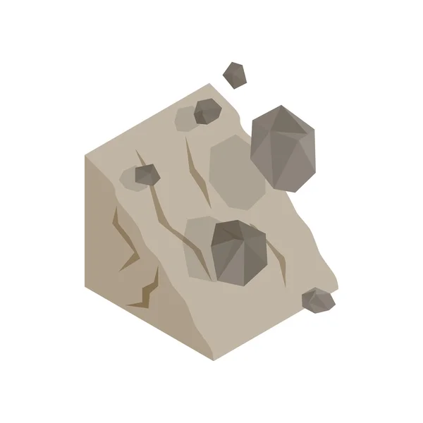 Steinschlag-Ikone, isometrischer 3D-Stil — Stockvektor