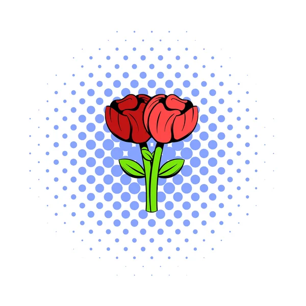 Μπουκέτο από δύο λουλούδια icon, στυλ των κόμικς — Διανυσματικό Αρχείο