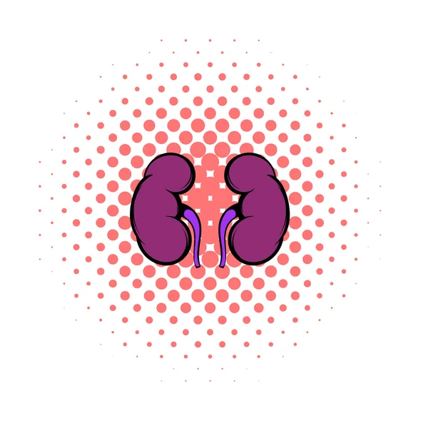 Human kidney icon, comics style — Stock Vector