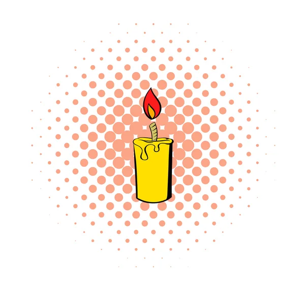 Candle icon, comics style — Stock Vector