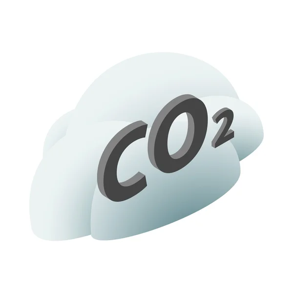 Sinal de CO2 em um ícone de nuvem, estilo 3D isométrico — Vetor de Stock