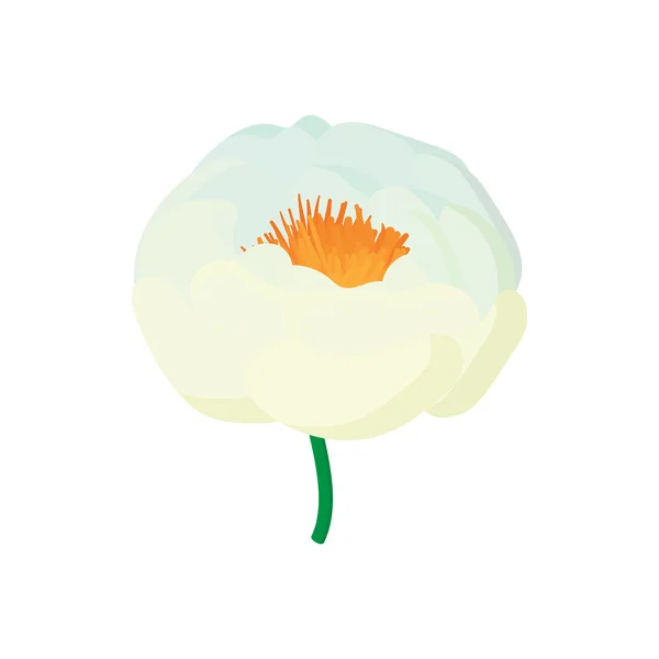 Icono de flor blanca, estilo de dibujos animados — Vector de stock