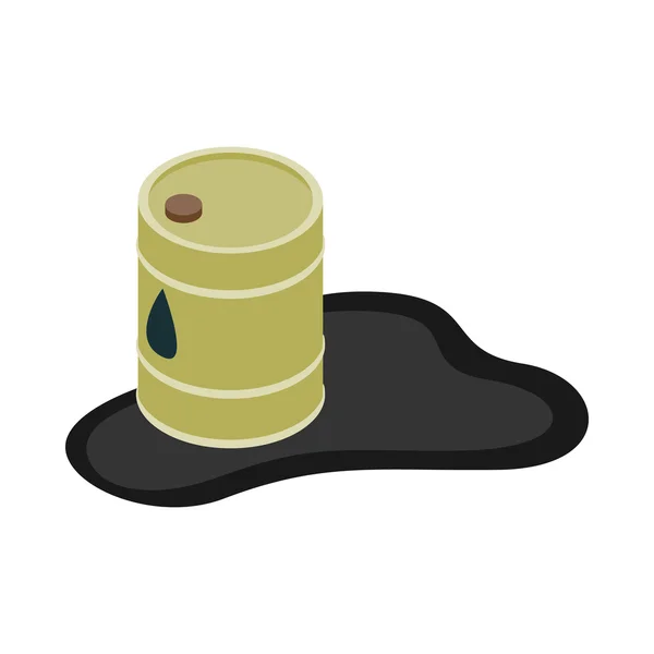 Oil barrel spill puddle icon, isometric 3d style — Stock Vector