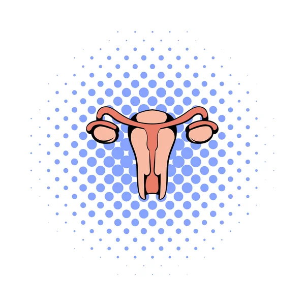 子宫和卵巢的图标，漫画风格 — 图库矢量图片