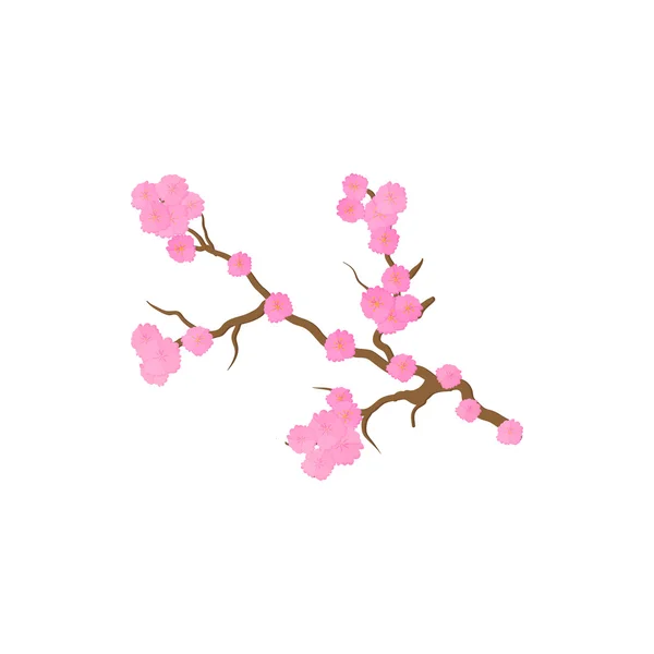 Flor de cerejeira, ícone de flores sakura, estilo dos desenhos animados —  Vetores de Stock