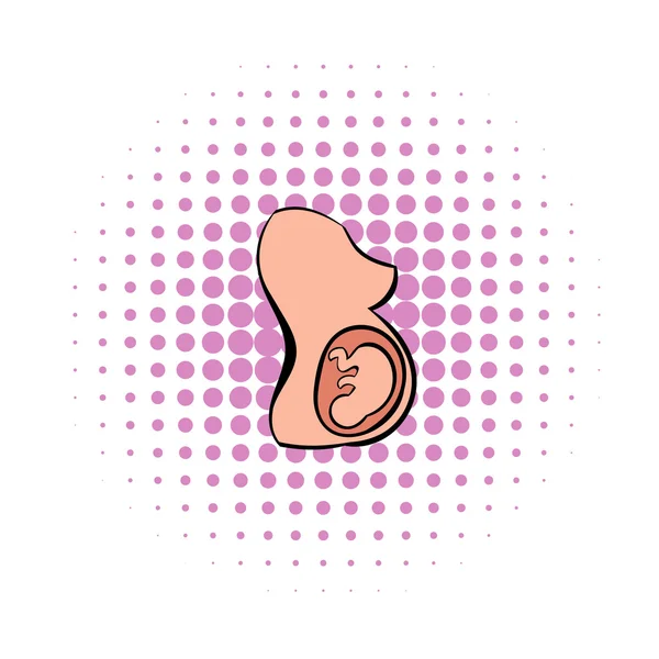 Baby in a womb icon, comics style — Stock Vector