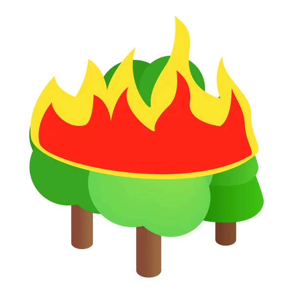 Brinnande skogen träd ikon, isometrisk 3d-stil — Stock vektor