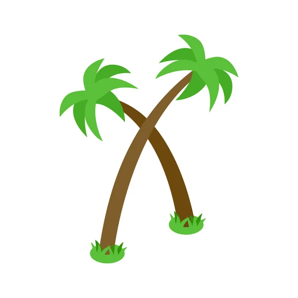 İki palmiye ağaçları simgesi, izometrik 3d stili — Stok Vektör
