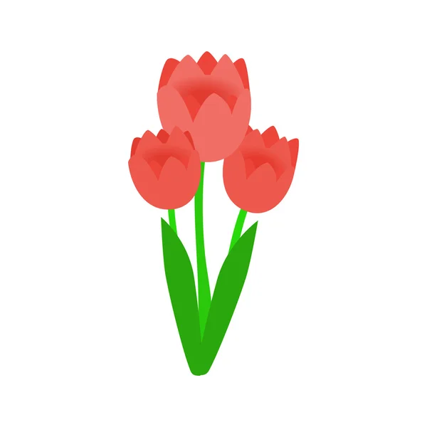 Icono de tulipanes rosados, estilo 3d isométrico — Vector de stock