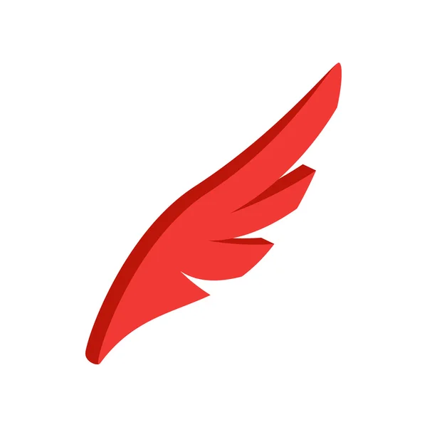 Piros egyszerű szárny ikon, izometrikus 3D-s stílus — Stock Vector