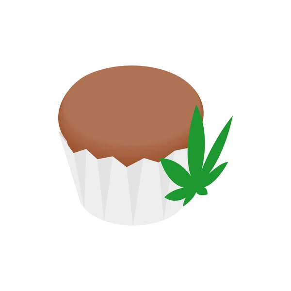 Κέικ με μαριχουάνα εικονίδιο φύλλου, ισομετρικές 3d στυλ — Διανυσματικό Αρχείο
